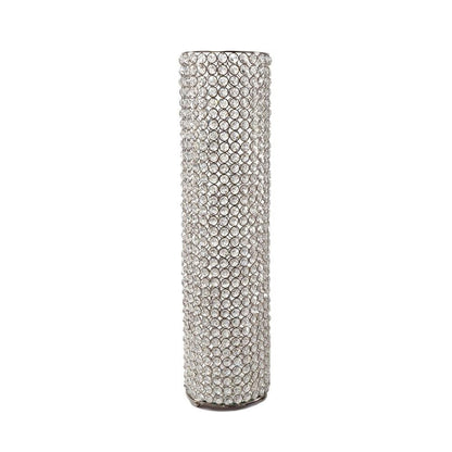 21" Clear And Silver Faux Crystal And Metal Table Vase HomeRoots