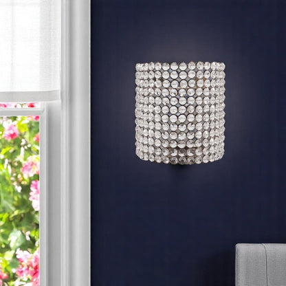 8" Clear And Silver Bejeweled Crystal Wall Sconce Candle Holder HomeRoots