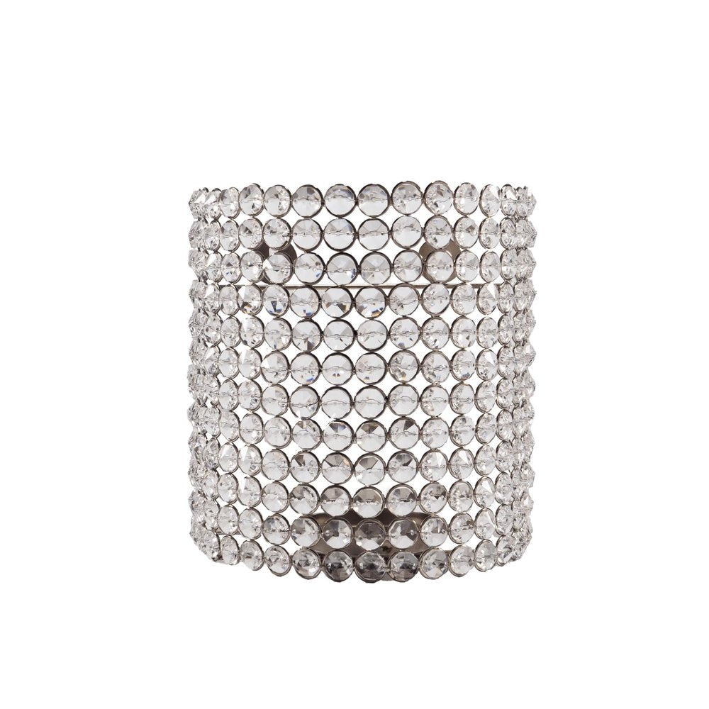 8" Clear And Silver Bejeweled Crystal Wall Sconce Candle Holder HomeRoots