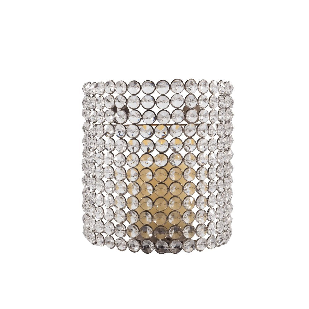8" Clear And Silver Bejeweled Crystal Wall Sconce Candle Holder HomeRoots