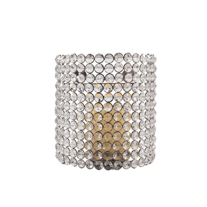 8" Clear And Silver Bejeweled Crystal Wall Sconce Candle Holder HomeRoots