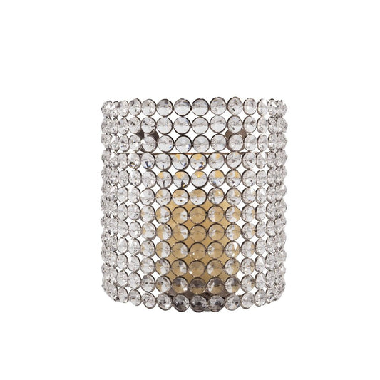 8" Clear And Silver Bejeweled Crystal Wall Sconce Candle Holder HomeRoots