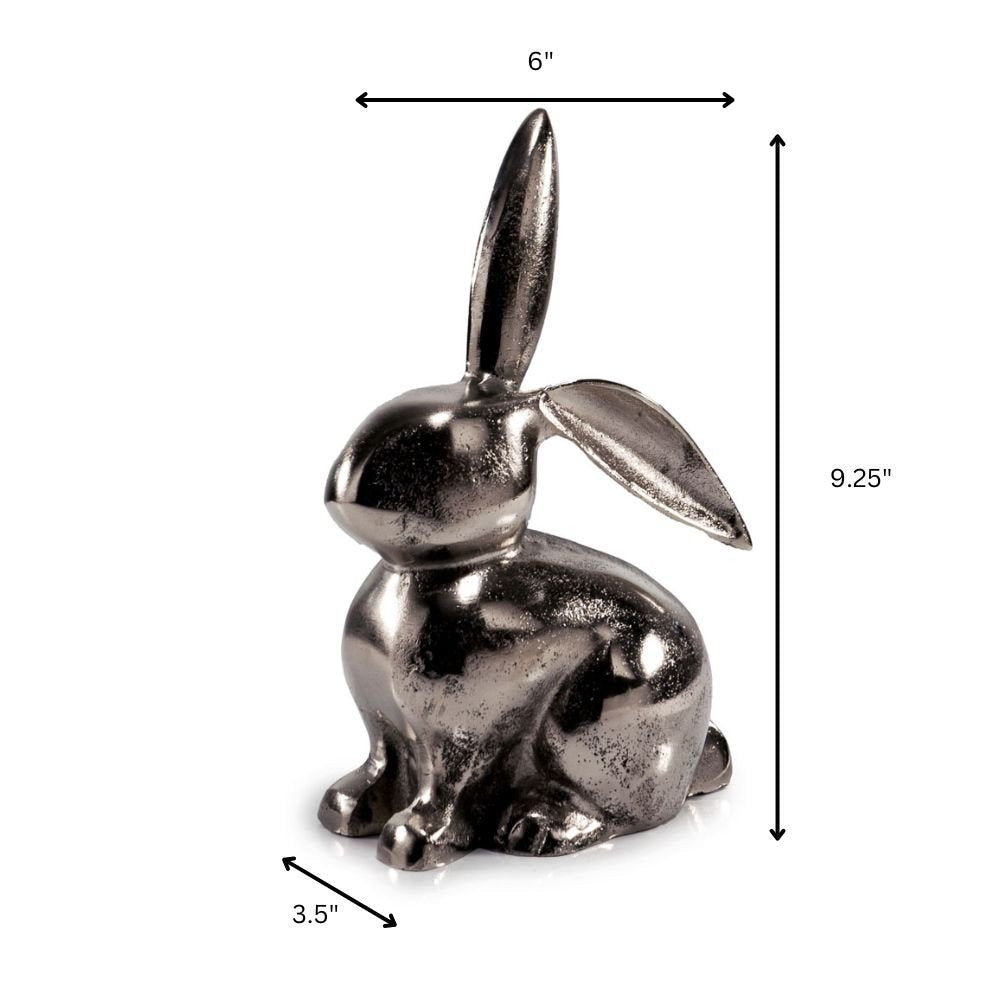 9" Silver Aluminum Rabbit Tabletop Sculpture HomeRoots