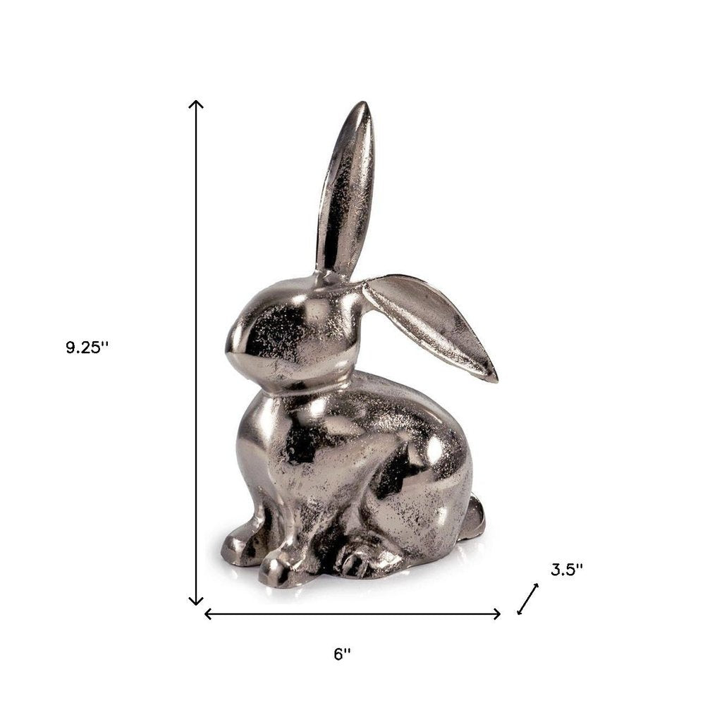 9" Silver Aluminum Rabbit Tabletop Sculpture HomeRoots