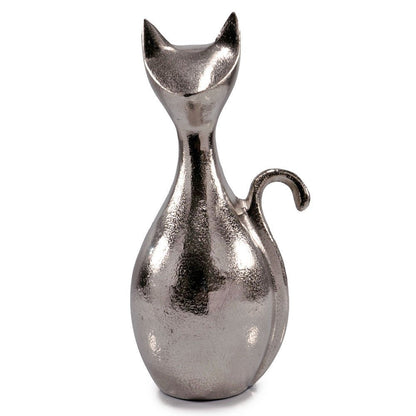 11" Silver Aluminum Cat Tabletop Sculpture HomeRoots