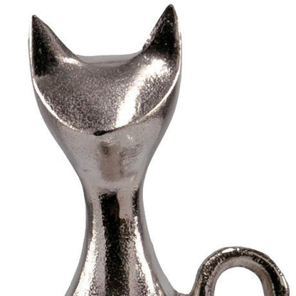 11" Silver Aluminum Cat Tabletop Sculpture HomeRoots