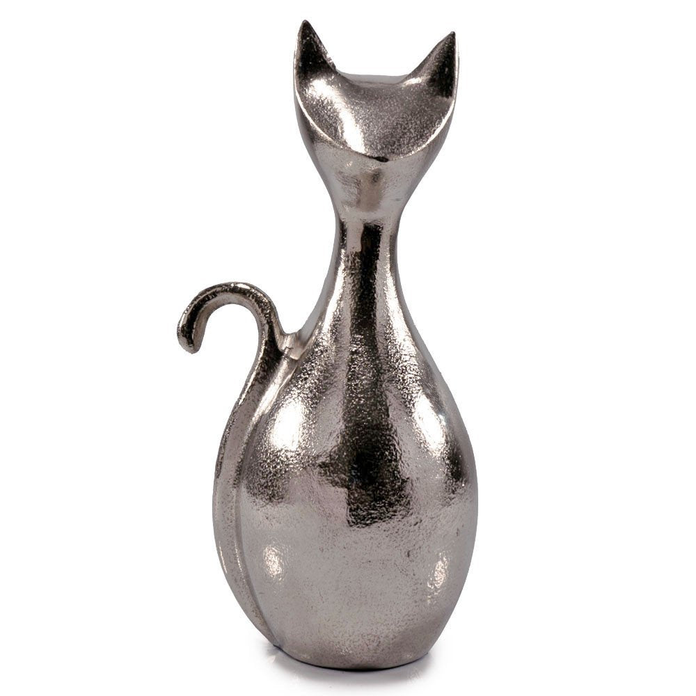 11" Silver Aluminum Cat Tabletop Sculpture HomeRoots