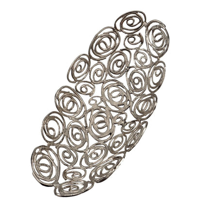 20" Silver Aluminum Abstract Circles Oval Decorative Bowl HomeRoots
