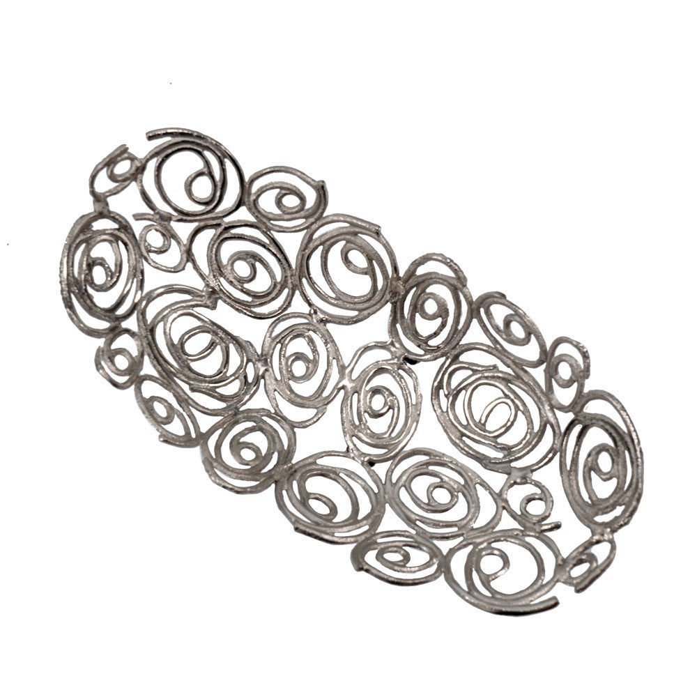 20" Silver Aluminum Abstract Circles Oval Decorative Bowl HomeRoots