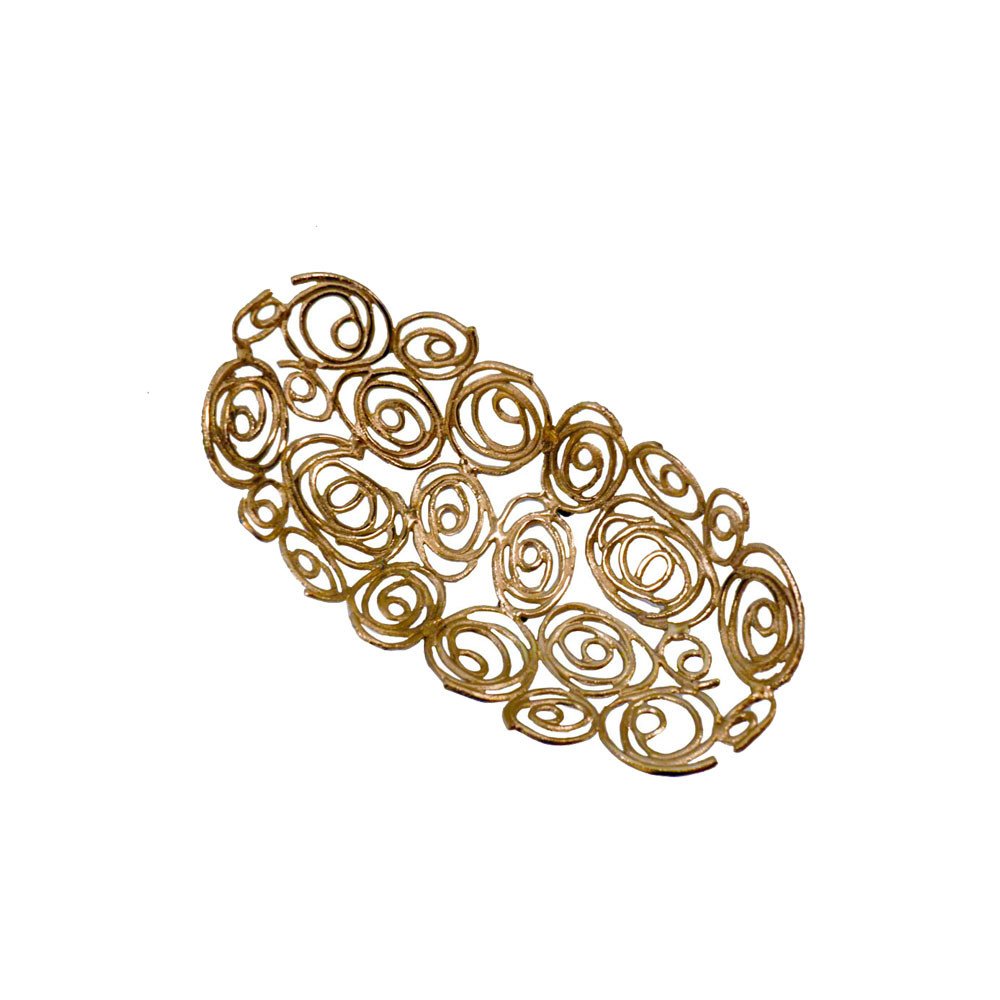 20" Gold Aluminum Abstract Circles Oval Decorative Bowl HomeRoots