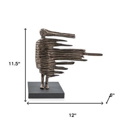 12" Bronze Aluminum Blown Away Woman Tabletop Sculpture HomeRoots