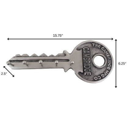 16" Silver Five Hook Wall Mount Key Shaped Coat Rack HomeRoots