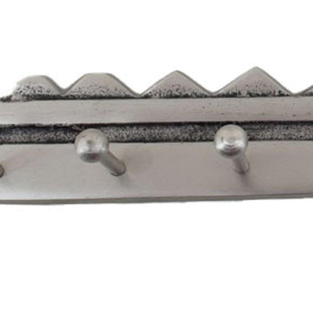 16" Silver Five Hook Wall Mount Key Shaped Coat Rack HomeRoots