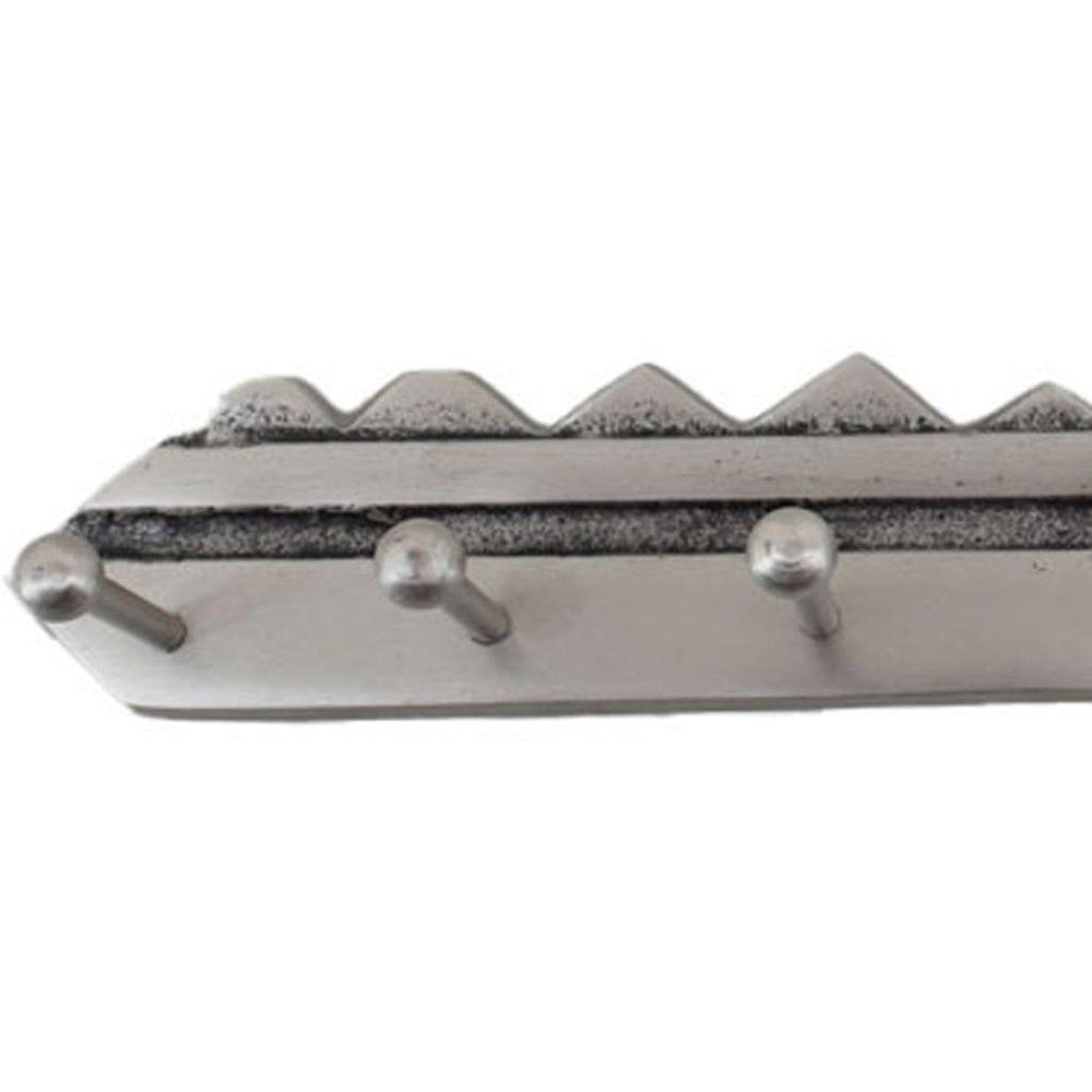 16" Silver Five Hook Wall Mount Key Shaped Coat Rack HomeRoots