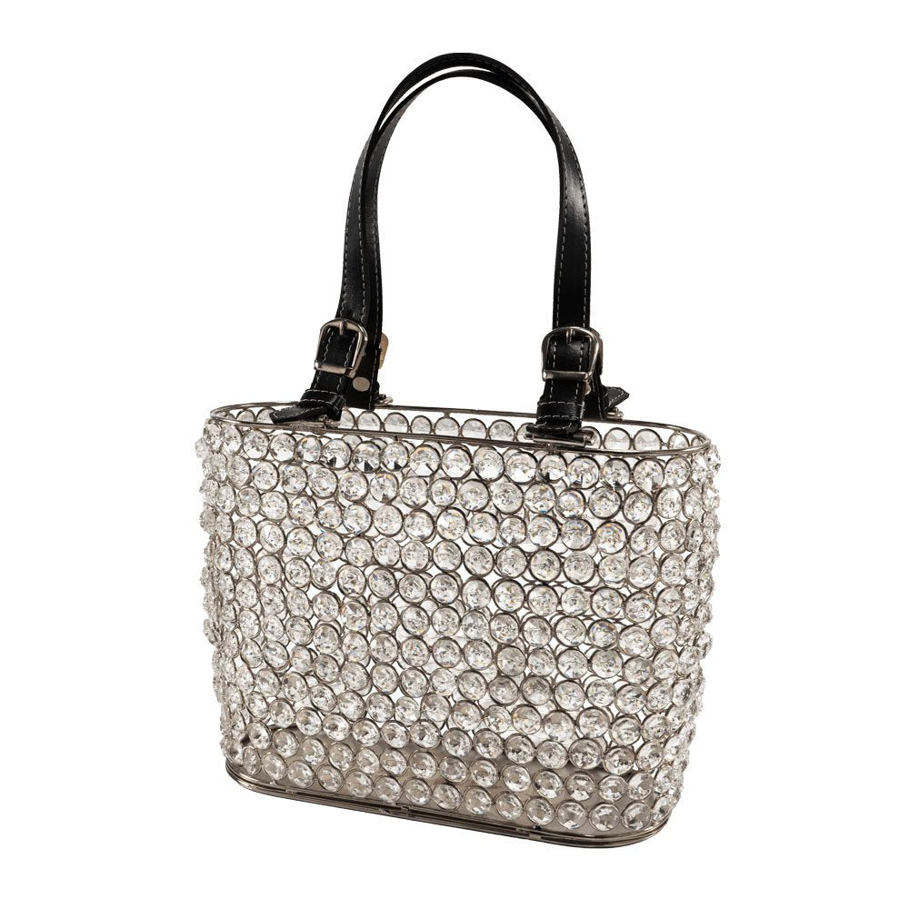 11" Black And Silver Crystals And Metal Magazine Holder HomeRoots