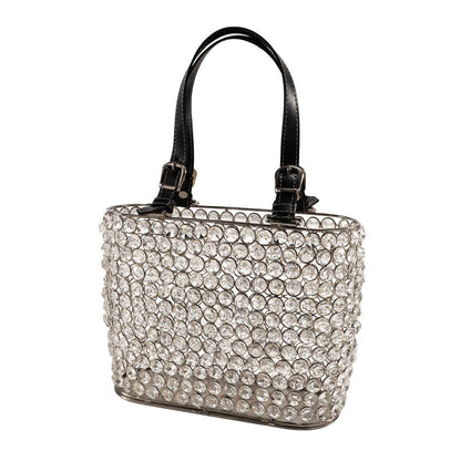 11" Black And Silver Crystals And Metal Magazine Holder HomeRoots