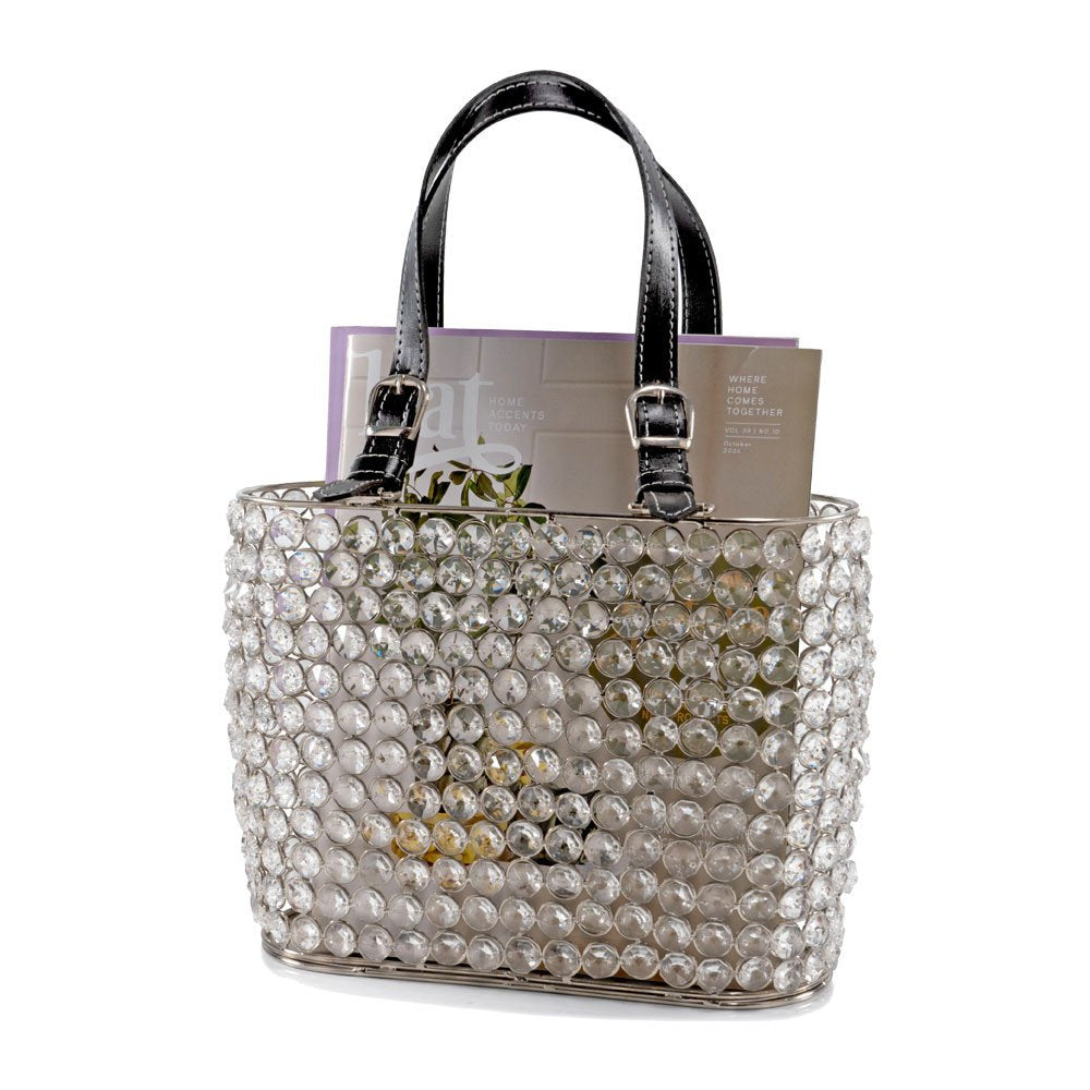 11" Black And Silver Crystals And Metal Magazine Holder HomeRoots