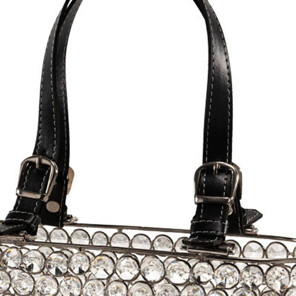 11" Black And Silver Crystals And Metal Magazine Holder HomeRoots