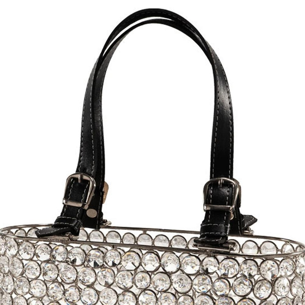 11" Black And Silver Crystals And Metal Magazine Holder HomeRoots