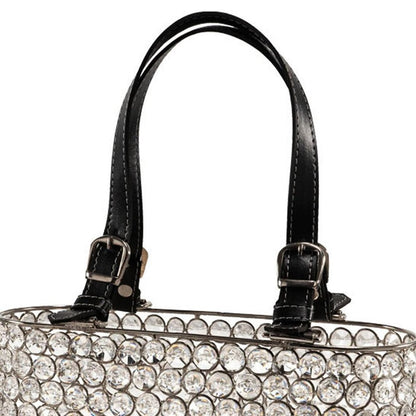 11" Black And Silver Crystals And Metal Magazine Holder HomeRoots