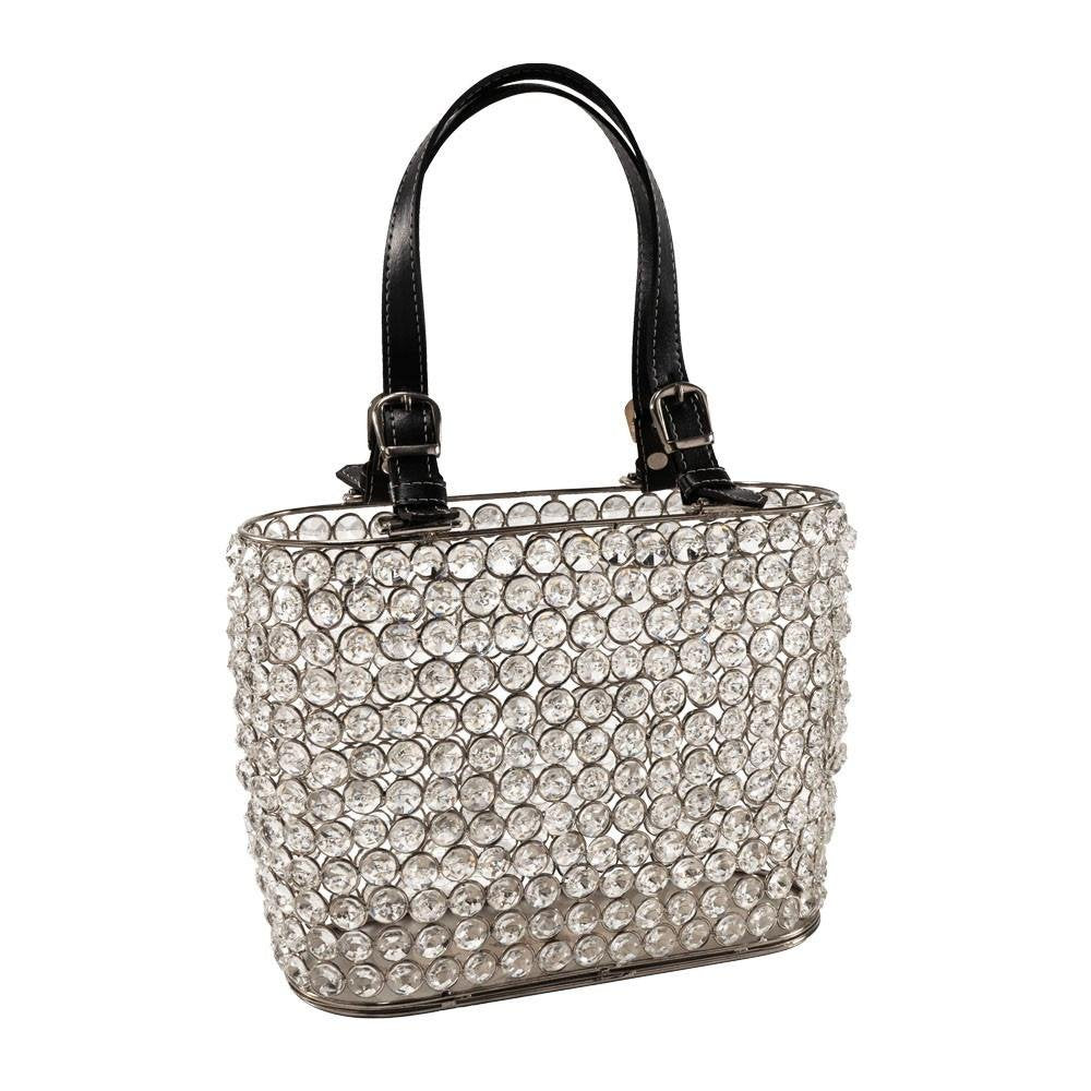 11" Black And Silver Crystals And Metal Magazine Holder HomeRoots