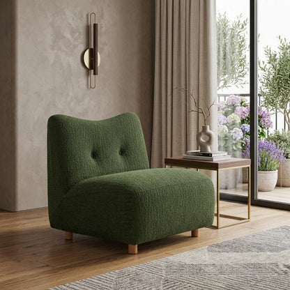 31" Green and Natural Fabric Side Chair HomeRoots