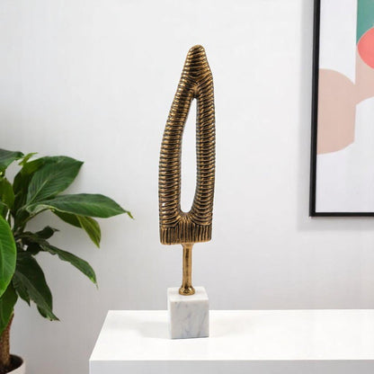 21" Antiqued Gold And White Aluminum And Marble Tabletop Sculpture HomeRoots