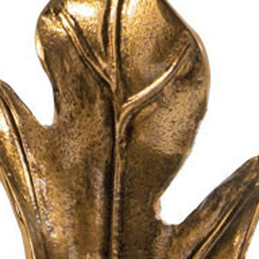 26" Antiqued Gold And White Aluminum And Marble Leaf Tabletop Sculpture HomeRoots