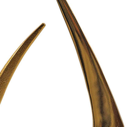 17" Gold And White Aluminum And Marble Abstract Tabletop Sculpture HomeRoots