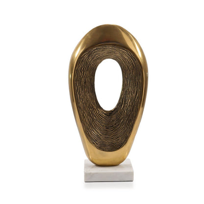 16" Gold And White Aluminum And Marble Abstract Tabletop Sculpture HomeRoots