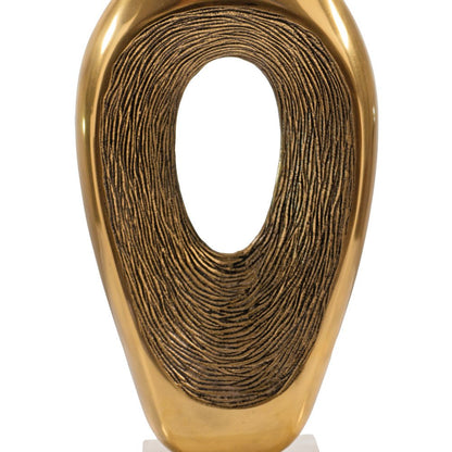 16" Gold And White Aluminum And Marble Abstract Tabletop Sculpture HomeRoots
