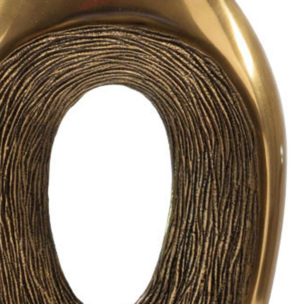 16" Gold And White Aluminum And Marble Abstract Tabletop Sculpture HomeRoots