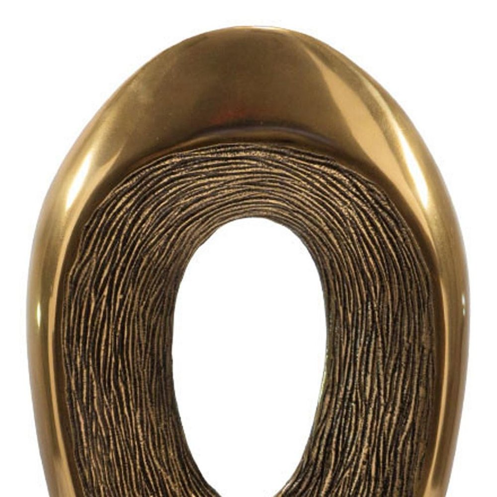 16" Gold And White Aluminum And Marble Abstract Tabletop Sculpture HomeRoots