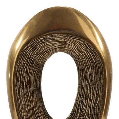 16" Gold And White Aluminum And Marble Abstract Tabletop Sculpture HomeRoots