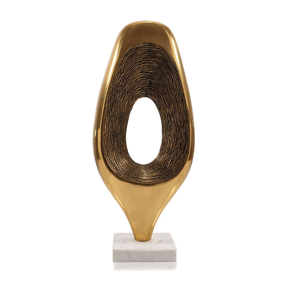 19" Gold And White Aluminum And Marble Abstract Tabletop Sculpture HomeRoots