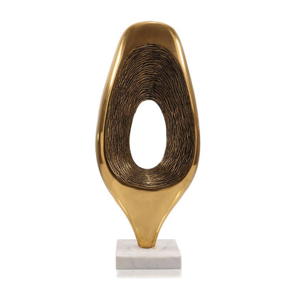 19" Gold And White Aluminum And Marble Abstract Tabletop Sculpture HomeRoots