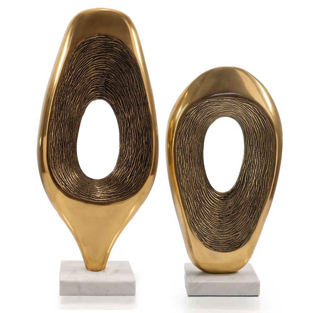 19" Gold And White Aluminum And Marble Abstract Tabletop Sculpture HomeRoots