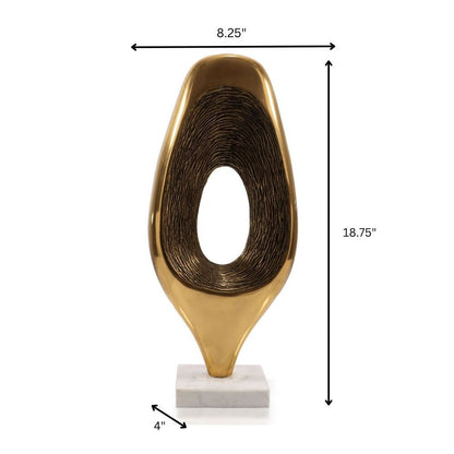 19" Gold And White Aluminum And Marble Abstract Tabletop Sculpture HomeRoots