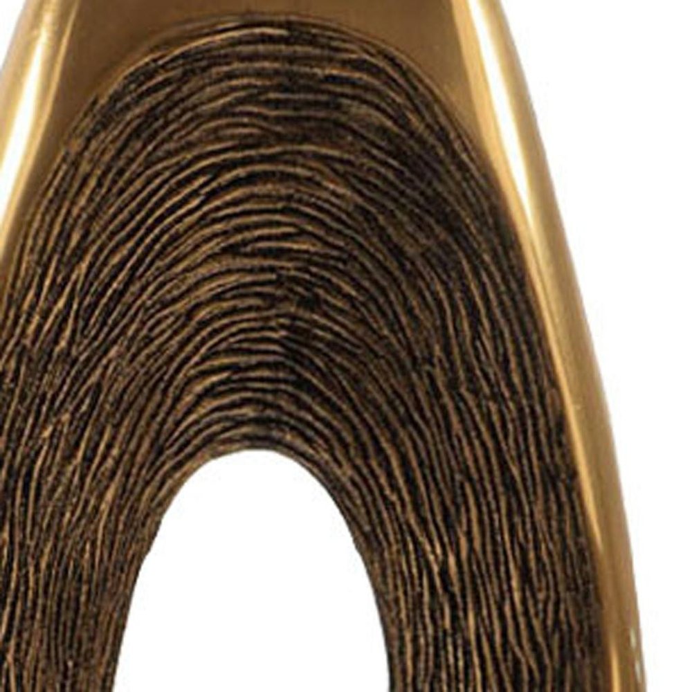 19" Gold And White Aluminum And Marble Abstract Tabletop Sculpture HomeRoots