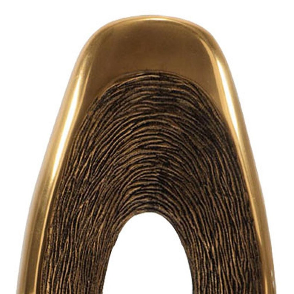 19" Gold And White Aluminum And Marble Abstract Tabletop Sculpture HomeRoots