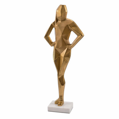24" Gold And White Aluminum And Marble Woman Tabletop Sculpture HomeRoots