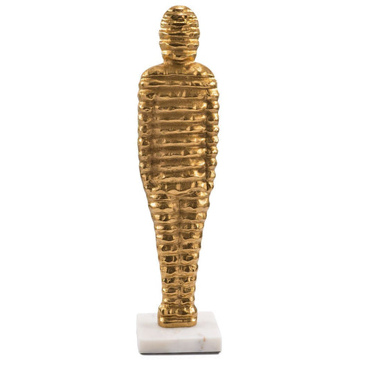 21" Gold And White Aluminum And Marble Mummy Tabletop Sculpture HomeRoots
