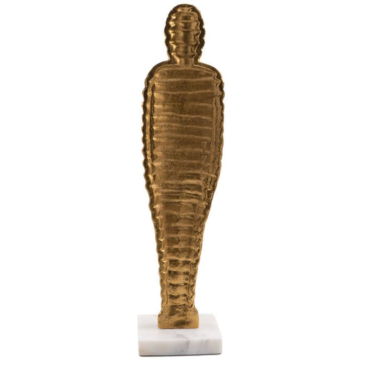 21" Gold And White Aluminum And Marble Mummy Tabletop Sculpture HomeRoots