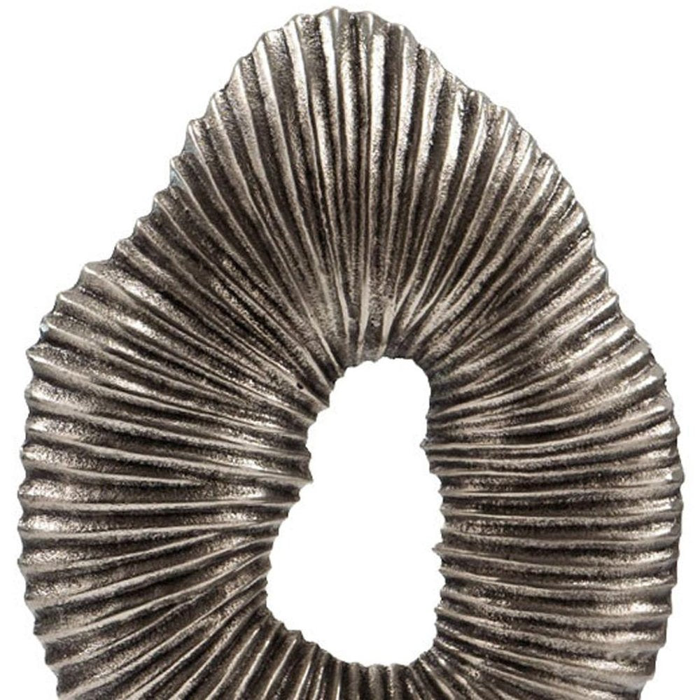 17" Silver And White Aluminum And Marble Tabletop Sculpture HomeRoots