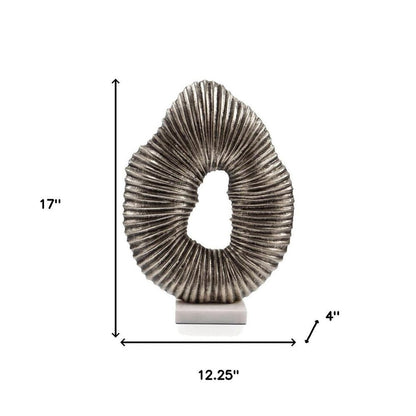 17" Silver And White Aluminum And Marble Tabletop Sculpture HomeRoots