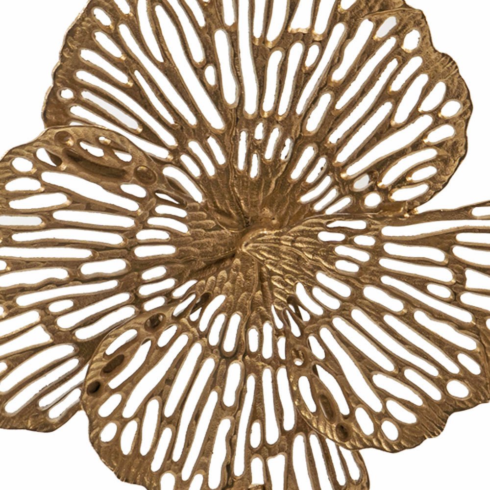 18" Antiqued Gold And White Aluminum And Marble Flowers Abstract Tabletop Sculpture HomeRoots
