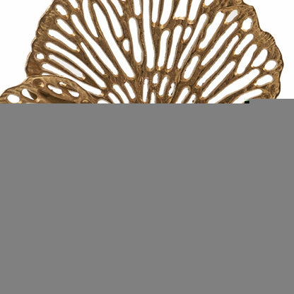18" Antiqued Gold And White Aluminum And Marble Flowers Abstract Tabletop Sculpture HomeRoots