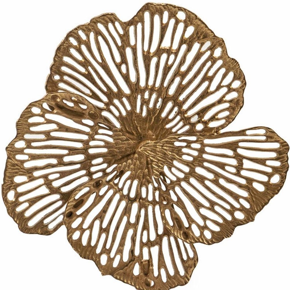 18" Antiqued Gold And White Aluminum And Marble Flowers Abstract Tabletop Sculpture HomeRoots