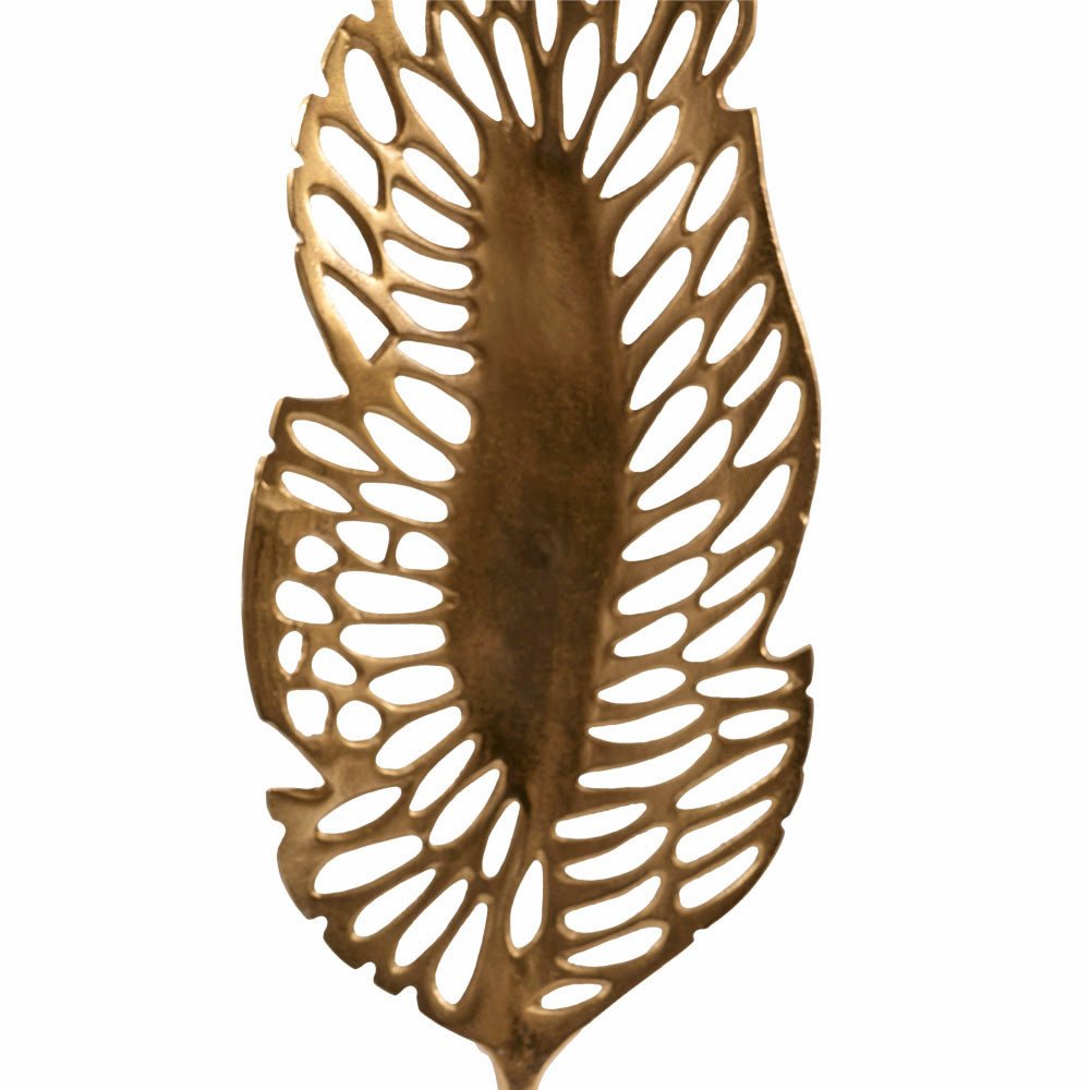 28" Gold And White Aluminum And Marble Leaf Tabletop Sculpture HomeRoots