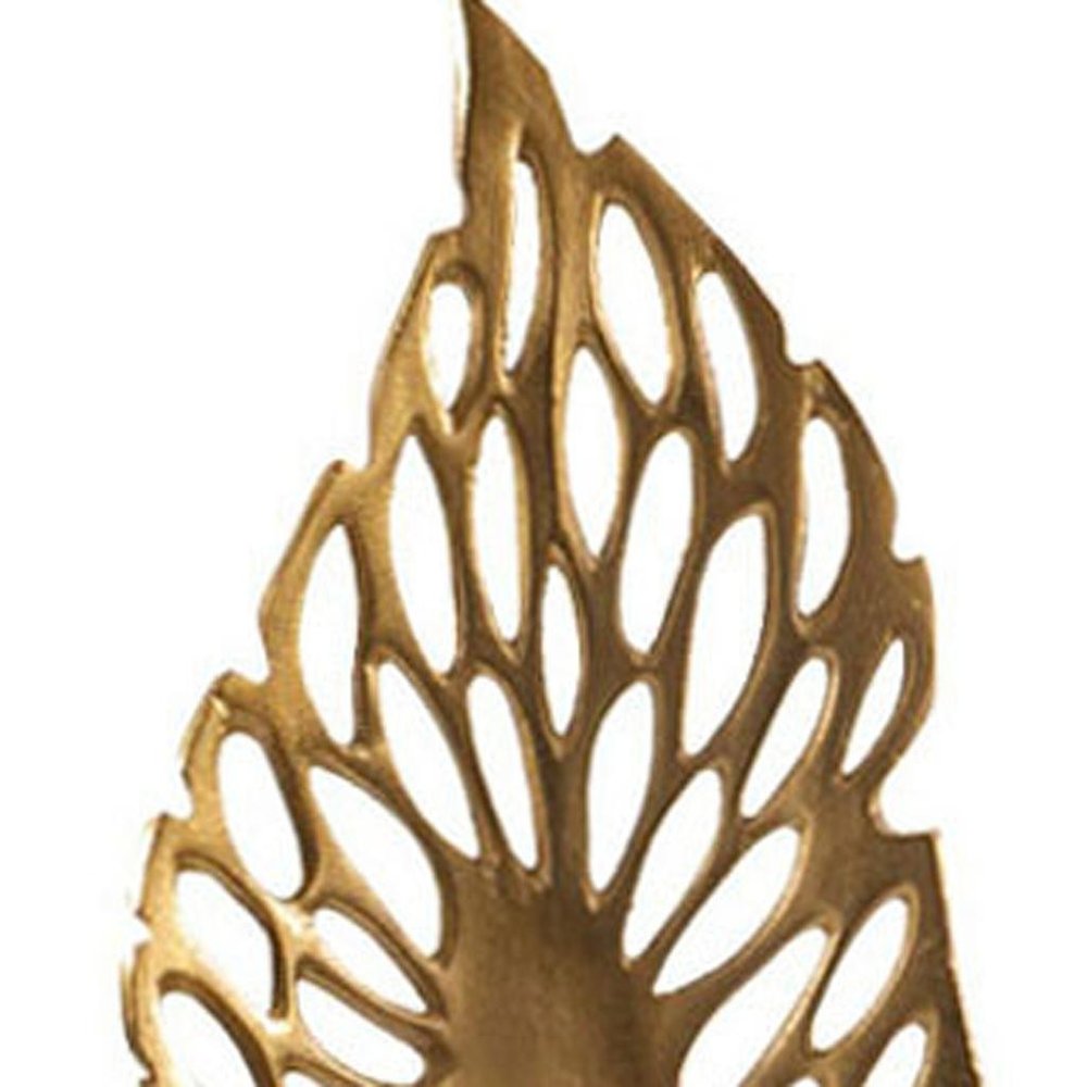 28" Gold And White Aluminum And Marble Leaf Tabletop Sculpture HomeRoots